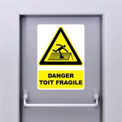 Autocollant Panneau danger toit fragile