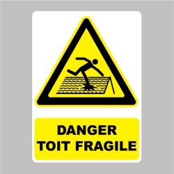 Sticker Panneau danger toit fragile