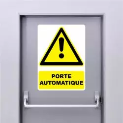 Autocollant Panneau danger porte automatique