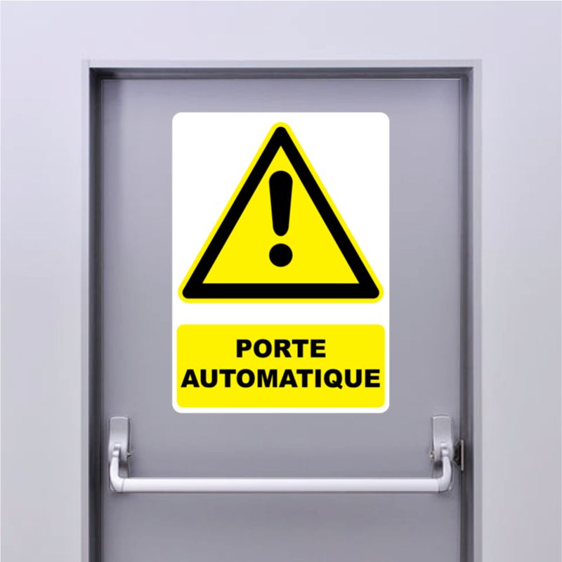 Autocollant Panneau danger porte automatique