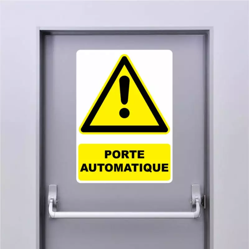 Autocollant Panneau danger porte automatique Autocollant Panneau danger porte automatique