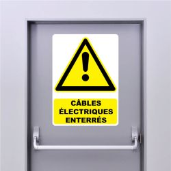 Autocollant Panneau danger câbles électriques enterrés