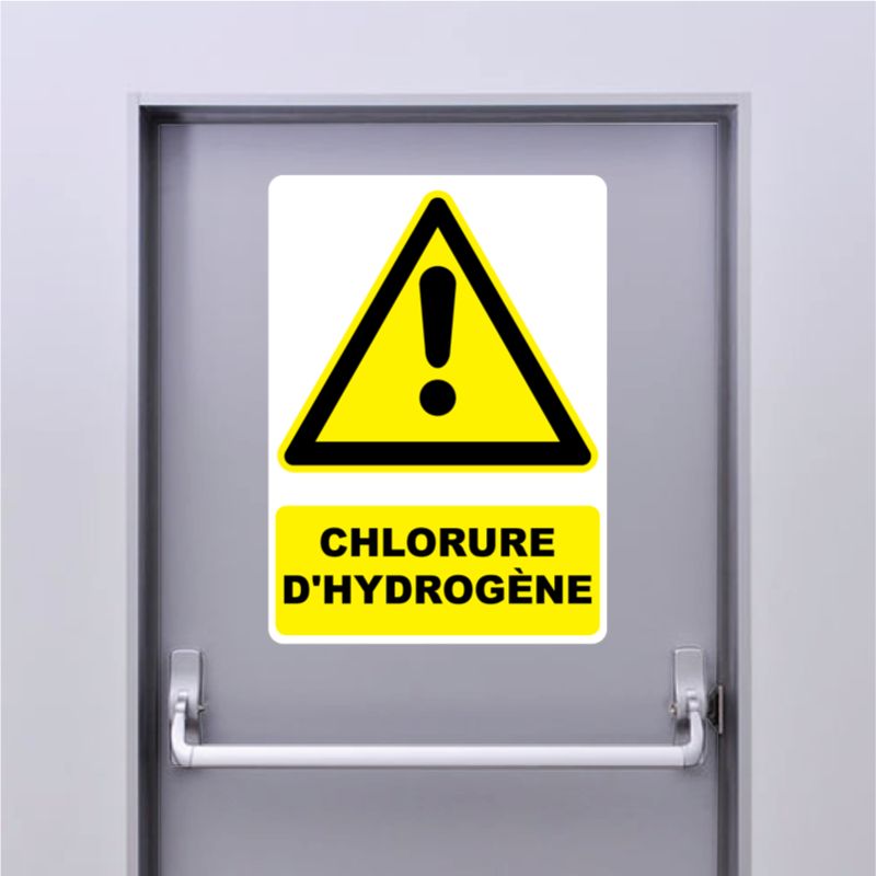 Autocollant Panneau danger chlorure d'hydrogène