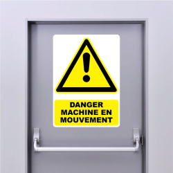 Sticker Panneau danger machine en mouvement