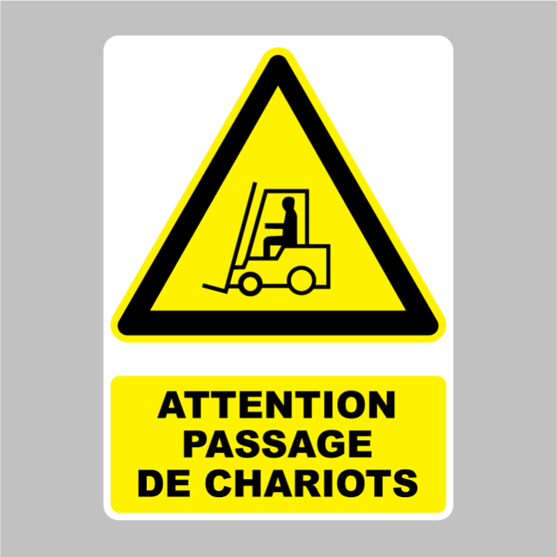 Autocollant Panneau attention passage de chariots | Zone Signaletique