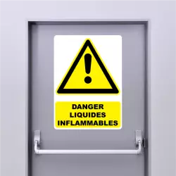 Autocollant Panneau danger liquides inflammables