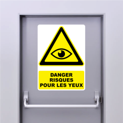 Autocollant Panneau danger risques pour les yeux