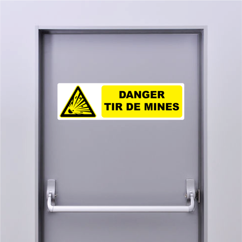 Autocollant Pictogramme danger tir de mines