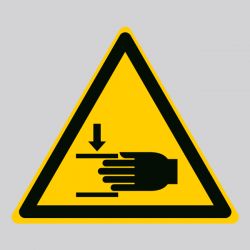 Autocollant Panneau danger écrasement des mains - ISO7010 - W024