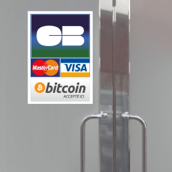 Autocollant logo carte bleue & bitcoin