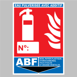 Sticker Extincteur Classe ABF - Eau pulvérisée avec additif