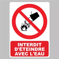 Autocollant Pictogramme Interdit d'éteindre avec l'eau