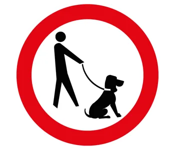 Adhésif interdiction aux chiens même tenus en laisse