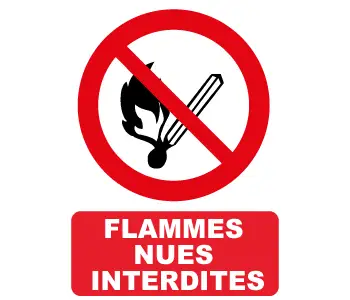 Adhésif Panneau Flammes nues interdites