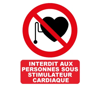 Adhésif Panneau interdit aux personnes sous stimulateur cardiaque