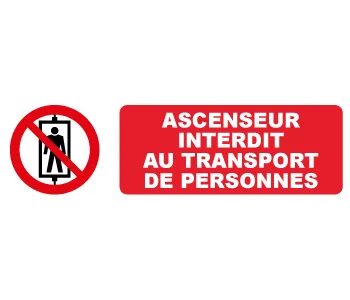 Adhésif Pictogramme Ascenseur interdit au transport de personnes
