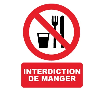 Adhésif Panneau interdiction de manger