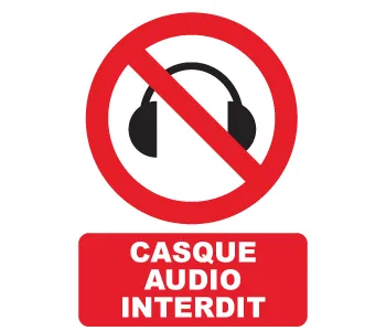 Adhésif Panneau Casque audio interdit