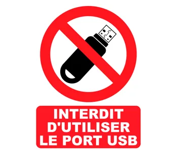 Adhésif Pictogramme Interdit d'utiliser le port USB