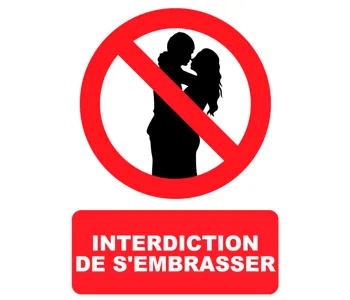 Adhésif Panneau interdiction de s'embrasser