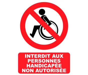 Adhésif Panneau Interdit Aux Personnes Handicapée Non Autorisée