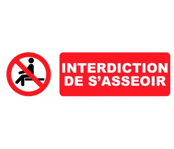 Adhésif Pictogramme Interdiction de S’Asseoir