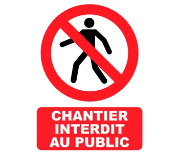 Adhésif Panneau Chantier interdit au public