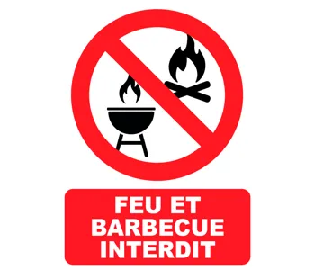 Adhésif Panneau feu et barbecue Interdit