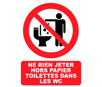 Adhésif Panneau ne rien jeter hors papier toilettes dans les WC