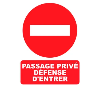 Adhésif Panneau Passage Privé défense d'entrer