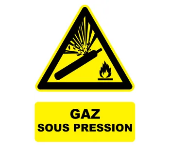 Adhésif Panneau danger gaz sous pression