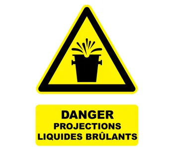 Adhésif Panneau danger projections liquides brulants