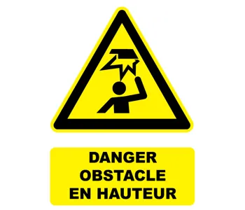 Adhésif Panneau danger obstacle en hauteur