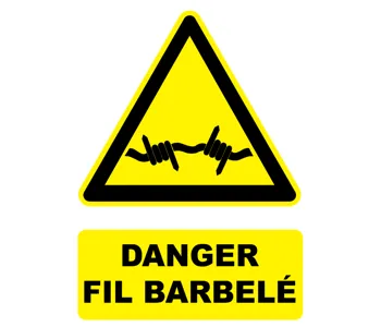 Adhésif Panneau danger fil barbelé