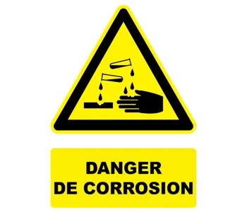 Adhésif Panneau danger de corrosion