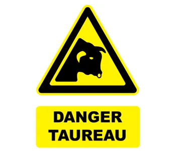 Adhésif Panneau danger taureau