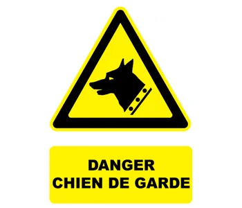 Adhésif Panneau danger chien de garde