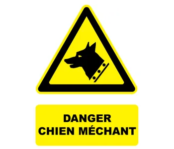 Adhésif Panneau danger chien méchant