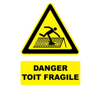 Adhésif Panneau danger toit fragile