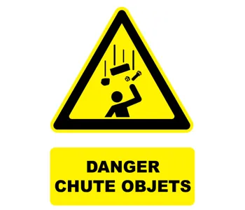 Adhésif Panneau danger toit fragilePanneau danger chute d'objets