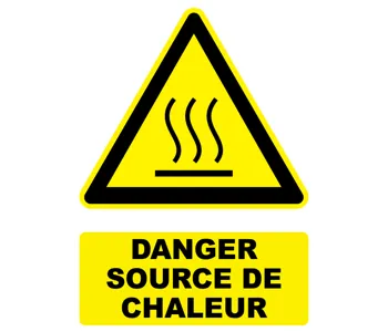 Adhésif Panneau danger source de chaleur