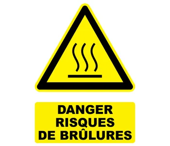 Adhésif Panneau danger risques de bûlures