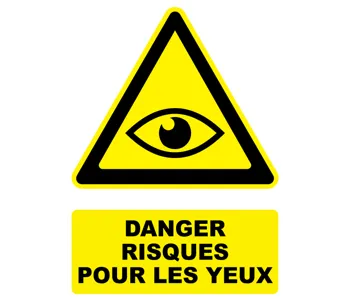 Adhésif Panneau danger risques pour les yeux