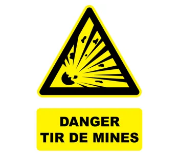 Adhésif Panneau danger tir de mines