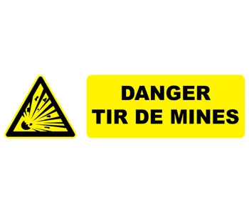 Adhésif Pictogramme danger tir de mines