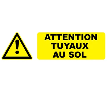 Adhésif Pictogramme attention tuyaux au sol