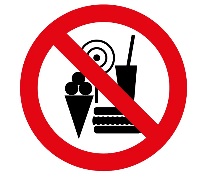 Autocollant nourriture glace boisson interdite