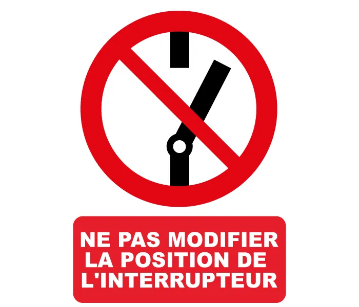 Autocollant Panneau interdit de toucher l'interrupteur