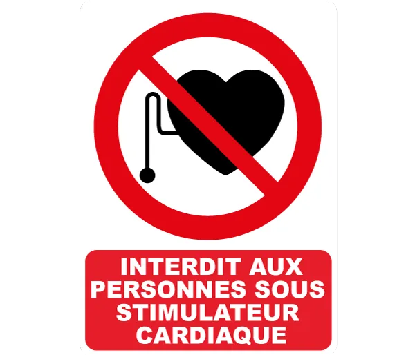 Autocollant Panneau interdit aux personnes sous stimulateur cardiaque