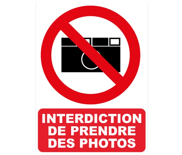 Autocollant Panneau interdiction de prendre des photos